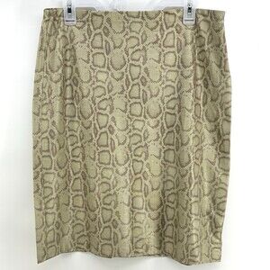 Marc Cain Snakeskin Python Print Nylon Midi Skirt Zipper Slit Size 6 (C)